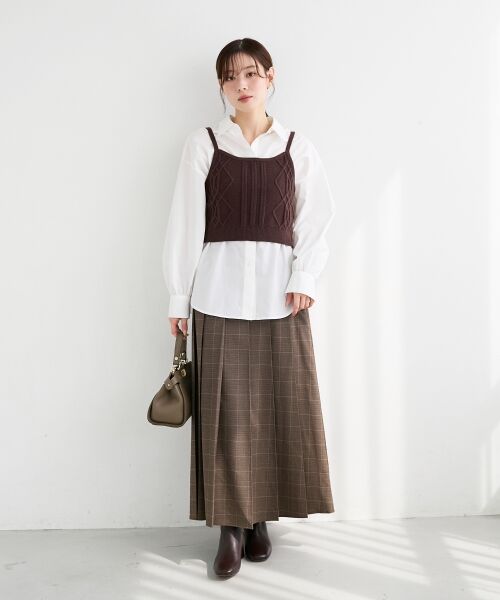 le.coeur blanc / ルクールブラン ロング・マキシ丈スカート | グレンチェックフロントプリーツスカート | 詳細12