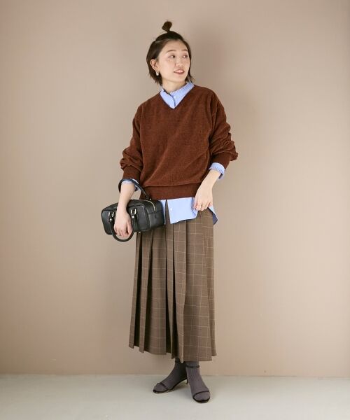 le.coeur blanc / ルクールブラン ロング・マキシ丈スカート | グレンチェックフロントプリーツスカート | 詳細16