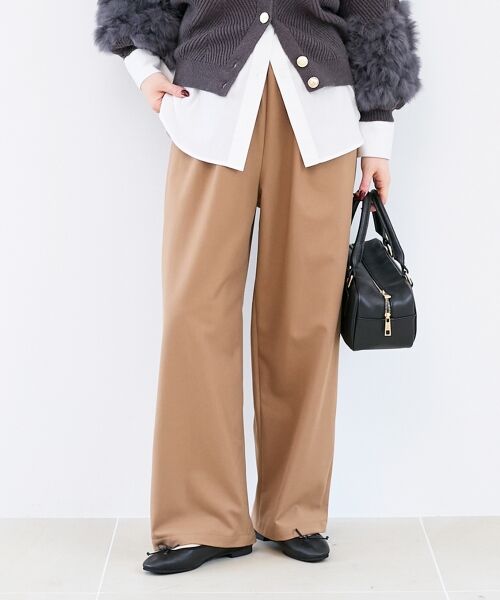 le.coeur blanc / ルクールブラン その他パンツ | ストレッチ裏起毛イージーパンツ(キャメル)