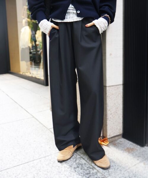 le.coeur blanc / ルクールブラン その他パンツ | ストレッチ裏起毛イージーパンツ(ブラック)