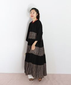 le.coeur blanc / ルクールブラン ロング・マキシ丈ワンピース | Fanakaリーフ柄キリカエワンピース