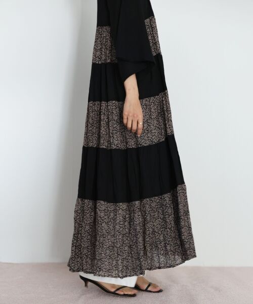 le.coeur blanc / ルクールブラン ロング・マキシ丈ワンピース | Fanakaリーフ柄キリカエワンピース | 詳細10