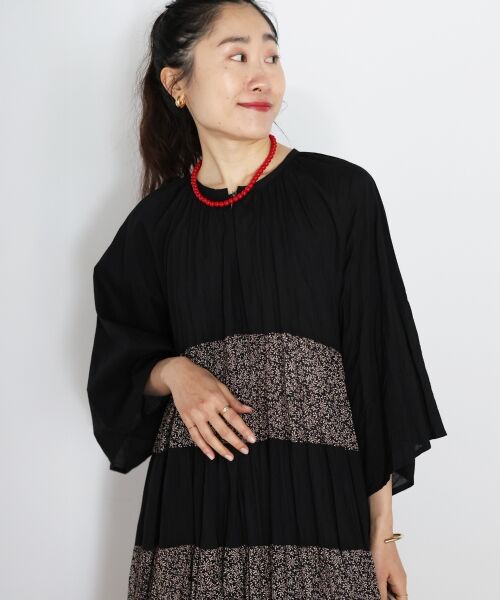 le.coeur blanc / ルクールブラン ロング・マキシ丈ワンピース | Fanakaリーフ柄キリカエワンピース | 詳細7