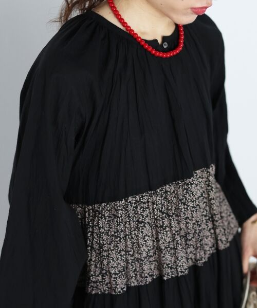 le.coeur blanc / ルクールブラン ロング・マキシ丈ワンピース | Fanakaリーフ柄キリカエワンピース | 詳細8