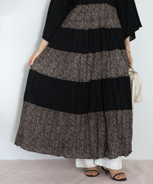 le.coeur blanc / ルクールブラン ロング・マキシ丈ワンピース | Fanakaリーフ柄キリカエワンピース | 詳細9