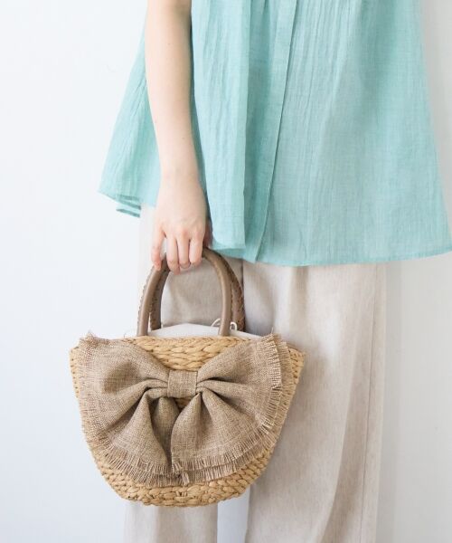 le.coeur blanc / ルクールブラン トートバッグ | リボン付きバケツ型トートバック（ベージュ）