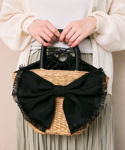 le.coeur blanc / ルクールブラン トートバッグ | リボン付きバケツ型トートバック（ブラック）