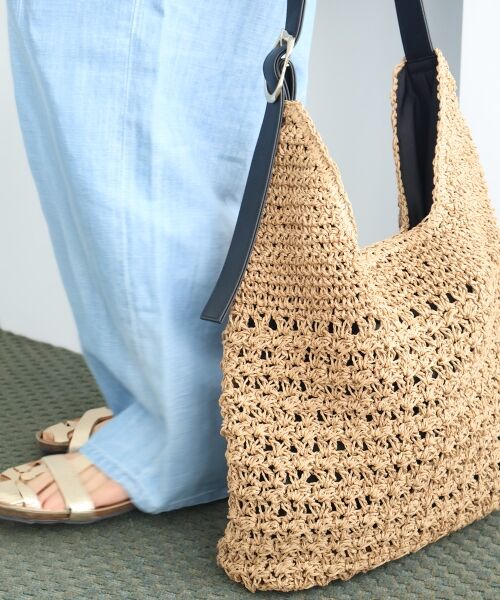 le.coeur blanc / ルクールブラン トートバッグ | バックル付き透かし編みペーパーバッグ（ベージュ）