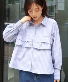 le.coeur blanc / ルクールブラン シャツ・ブラウス | 《WEB・一部店舗限定》AL ストライプフロントフリルブラウス