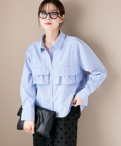 le.coeur blanc / ルクールブラン シャツ・ブラウス | 《WEB・一部店舗限定》AL ストライプフロントフリルブラウス | 詳細14
