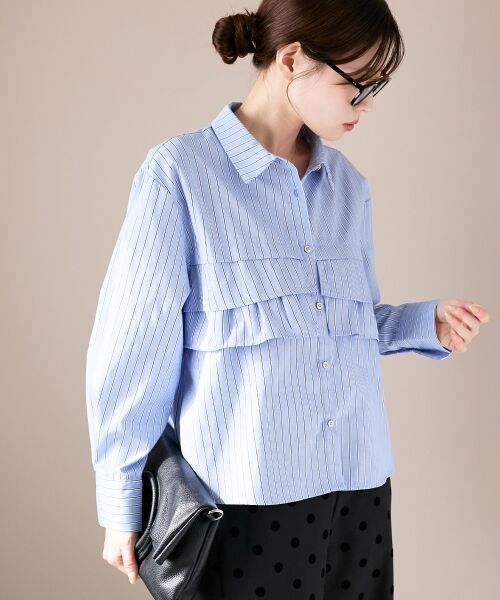 le.coeur blanc / ルクールブラン シャツ・ブラウス | 《WEB・一部店舗限定》AL ストライプフロントフリルブラウス | 詳細15