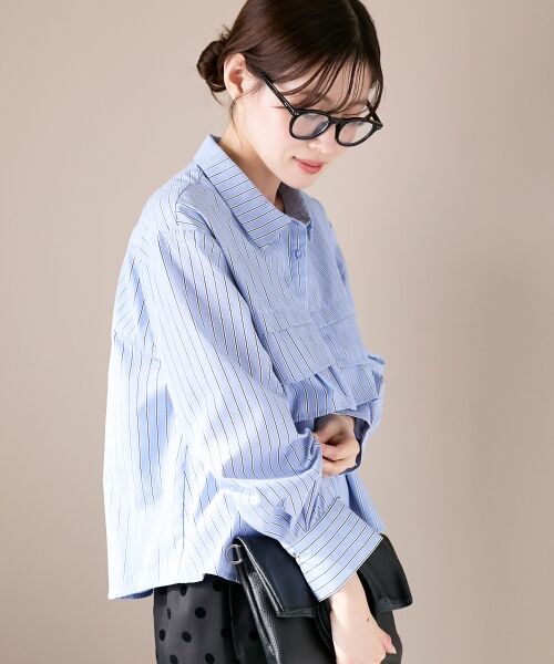 le.coeur blanc / ルクールブラン シャツ・ブラウス | 《WEB・一部店舗限定》AL ストライプフロントフリルブラウス | 詳細16