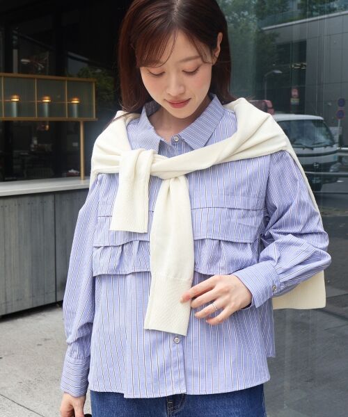 le.coeur blanc / ルクールブラン シャツ・ブラウス | 《WEB・一部店舗限定》AL ストライプフロントフリルブラウス | 詳細3