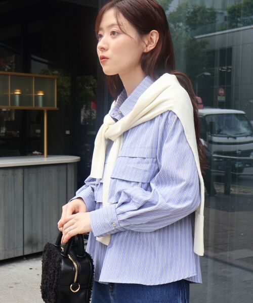 le.coeur blanc / ルクールブラン シャツ・ブラウス | 《WEB・一部店舗限定》AL ストライプフロントフリルブラウス | 詳細4