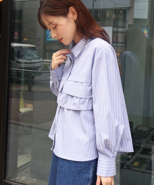 le.coeur blanc / ルクールブラン シャツ・ブラウス | 《WEB・一部店舗限定》AL ストライプフロントフリルブラウス | 詳細6