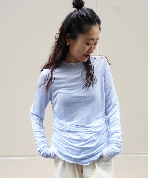 le. coeur blanc/ルクールブラン 《手洗い可能》vaneumシアーカットソートップス ブルー 38 le. coeur blanc/ルクールブラン 《手洗い可能》vaneumシアーカットソートップス ブルー 38
