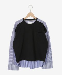 le.coeur blanc / ルクールブラン カットソー | vaneumストライプドッキングカットソー