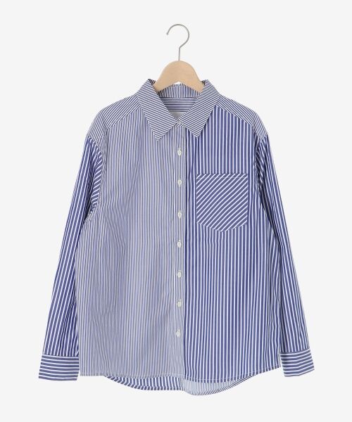 le. coeur blanc/ルクールブラン vaneumストライプデザインシャツ ネイビー 38 le. coeur blanc/ルクールブラン vaneumストライプデザインシャツ ネイビー 38