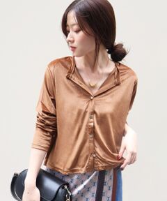 le.coeur blanc / ルクールブラン カーディガン・ボレロ | 《手洗い可能》ベロアクルーカーディガン