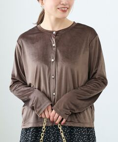 le.coeur blanc / ルクールブラン カーディガン・ボレロ | 《手洗い可能》ベロアクルーカーディガン