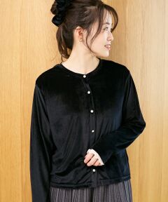 le.coeur blanc / ルクールブラン カーディガン・ボレロ | 《手洗い可能》ベロアクルーカーディガン