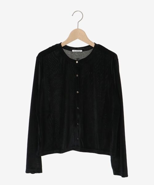 le.coeur blanc / ルクールブラン カーディガン・ボレロ | 《手洗い可能》ベロアクルーカーディガン | 詳細1