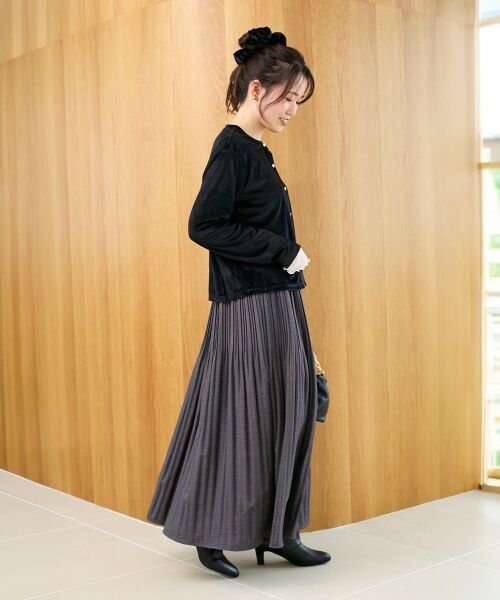 le.coeur blanc / ルクールブラン カーディガン・ボレロ | 《手洗い可能》ベロアクルーカーディガン | 詳細11