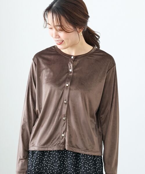 le.coeur blanc / ルクールブラン カーディガン・ボレロ | 《手洗い可能》ベロアクルーカーディガン | 詳細14