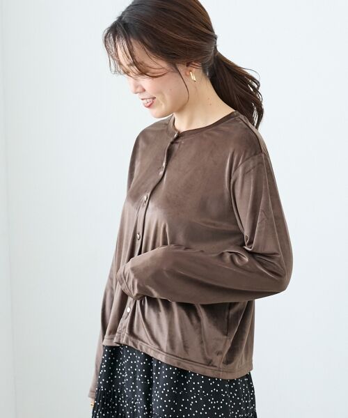 le.coeur blanc / ルクールブラン カーディガン・ボレロ | 《手洗い可能》ベロアクルーカーディガン | 詳細16