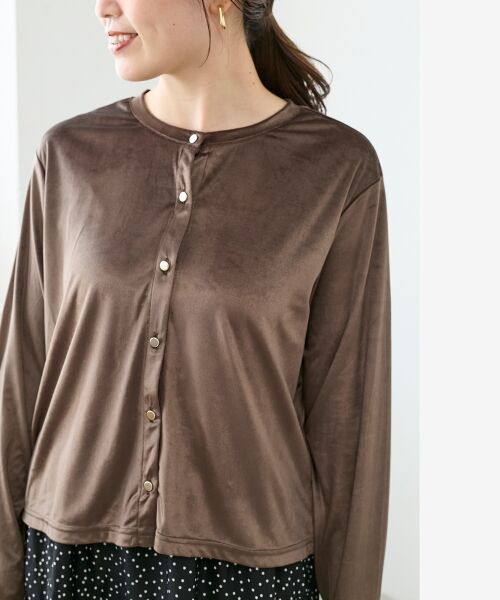 le.coeur blanc / ルクールブラン カーディガン・ボレロ | 《手洗い可能》ベロアクルーカーディガン | 詳細17