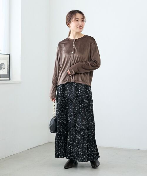 le.coeur blanc / ルクールブラン カーディガン・ボレロ | 《手洗い可能》ベロアクルーカーディガン | 詳細19