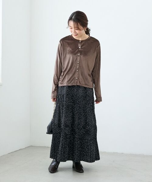 le.coeur blanc / ルクールブラン カーディガン・ボレロ | 《手洗い可能》ベロアクルーカーディガン | 詳細20