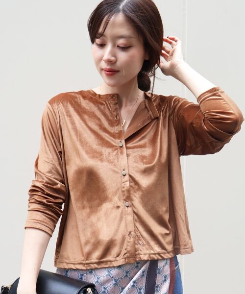 le.coeur blanc / ルクールブラン カーディガン・ボレロ | 《手洗い可能》ベロアクルーカーディガン | 詳細25