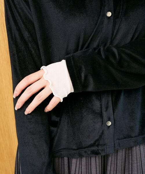 le.coeur blanc / ルクールブラン カーディガン・ボレロ | 《手洗い可能》ベロアクルーカーディガン | 詳細5