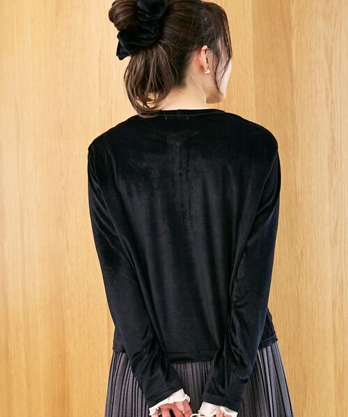 le.coeur blanc / ルクールブラン カーディガン・ボレロ | 《手洗い可能》ベロアクルーカーディガン | 詳細6