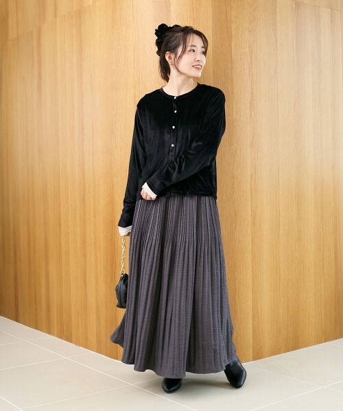 le.coeur blanc / ルクールブラン カーディガン・ボレロ | 《手洗い可能》ベロアクルーカーディガン | 詳細8