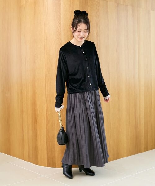 le.coeur blanc / ルクールブラン カーディガン・ボレロ | 《手洗い可能》ベロアクルーカーディガン | 詳細9