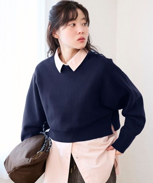 le.coeur blanc / ルクールブラン ニット・セーター | 3WAYレイヤードクルーニット（ネイビー）