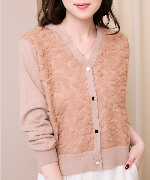le.coeur blanc / ルクールブラン カーディガン・ボレロ | 《手洗い可能》フラワーチュール刺繍Vネックカーディガン | 詳細10