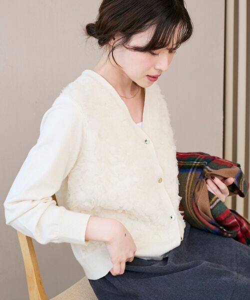 le.coeur blanc / ルクールブラン カーディガン・ボレロ | 《手洗い可能》フラワーチュール刺繍Vネックカーディガン | 詳細18