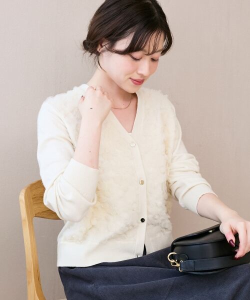 le.coeur blanc / ルクールブラン カーディガン・ボレロ | 《手洗い可能》フラワーチュール刺繍Vネックカーディガン | 詳細19