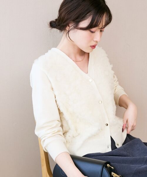 le.coeur blanc / ルクールブラン カーディガン・ボレロ | 《手洗い可能》フラワーチュール刺繍Vネックカーディガン | 詳細20