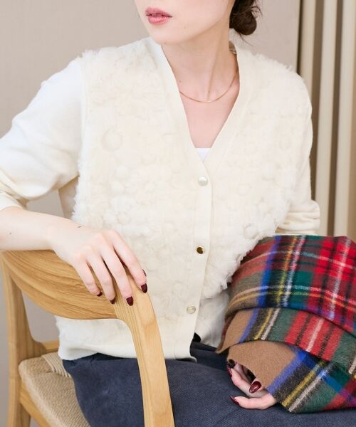 le.coeur blanc / ルクールブラン カーディガン・ボレロ | 《手洗い可能》フラワーチュール刺繍Vネックカーディガン | 詳細22