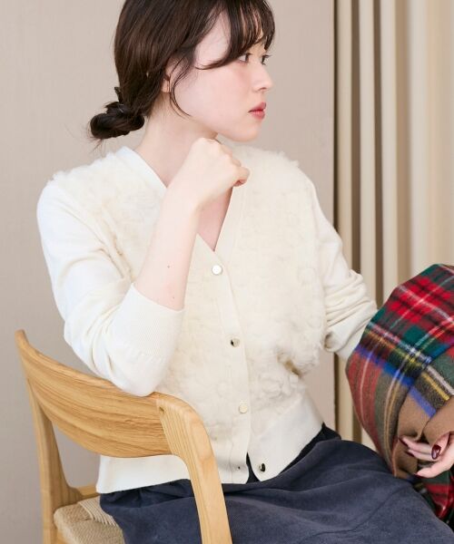 le.coeur blanc / ルクールブラン カーディガン・ボレロ | 《手洗い可能》フラワーチュール刺繍Vネックカーディガン | 詳細23