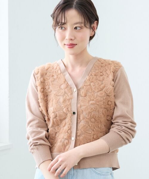 le.coeur blanc / ルクールブラン カーディガン・ボレロ | 《手洗い可能》フラワーチュール刺繍Vネックカーディガン | 詳細3