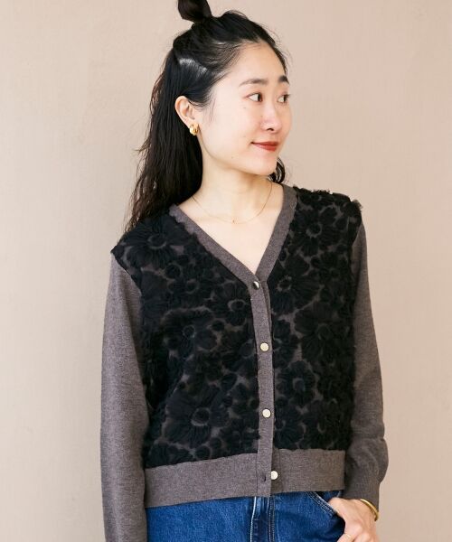 le.coeur blanc / ルクールブラン カーディガン・ボレロ | 《手洗い可能》フラワーチュール刺繍Vネックカーディガン | 詳細30