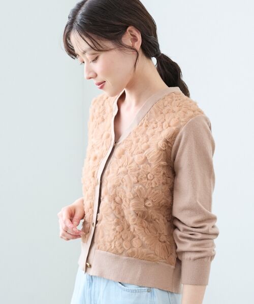 le.coeur blanc / ルクールブラン カーディガン・ボレロ | 《手洗い可能》フラワーチュール刺繍Vネックカーディガン | 詳細4