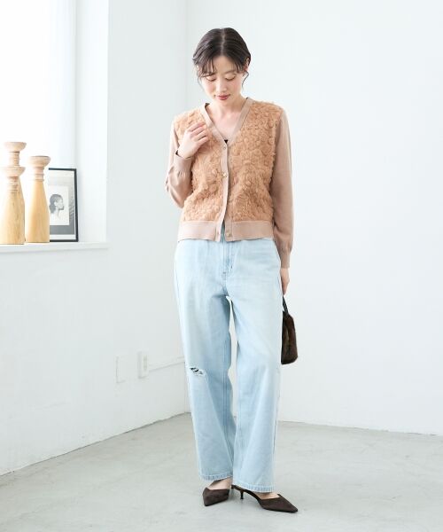 le.coeur blanc / ルクールブラン カーディガン・ボレロ | 《手洗い可能》フラワーチュール刺繍Vネックカーディガン | 詳細6