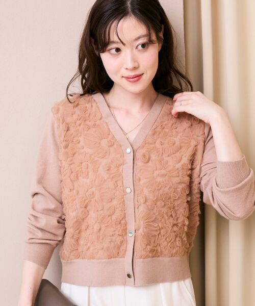 le.coeur blanc / ルクールブラン カーディガン・ボレロ | 《手洗い可能》フラワーチュール刺繍Vネックカーディガン | 詳細8