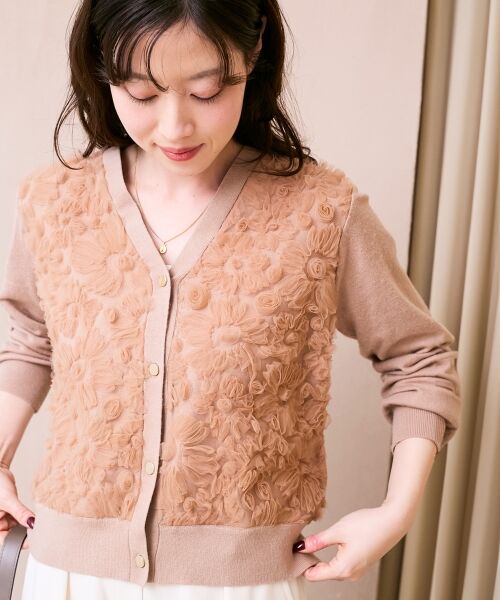 le.coeur blanc / ルクールブラン カーディガン・ボレロ | 《手洗い可能》フラワーチュール刺繍Vネックカーディガン | 詳細9